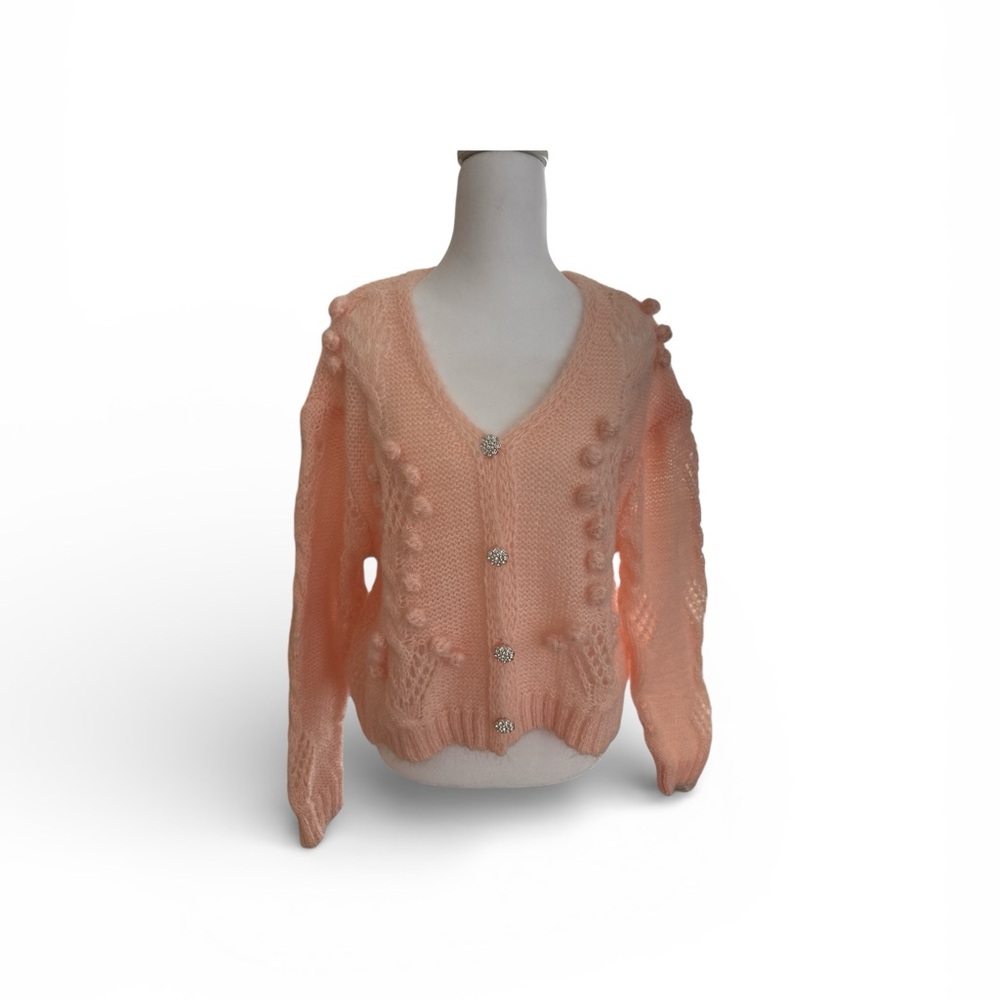 Peach Button-Up Women Sweater